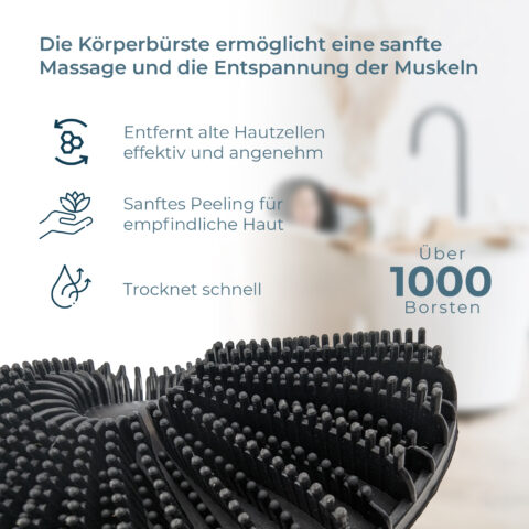 Silikon Körperbürste – Sanftes Peeling & Massage, Hygienisch, Für Gesicht & Körper, 1 Stück Schwarz